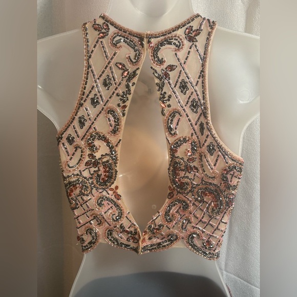 Sherri Hill Shimmery Sleeveless Two Piece Dress 50157 Metallic Pink Beaded Prom - Picture 8 of 16